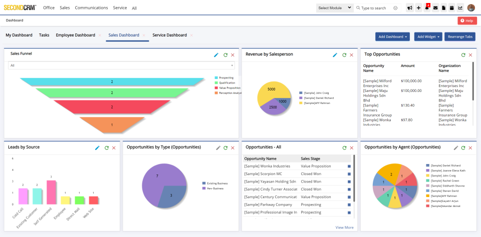 screenshot of Second CRM